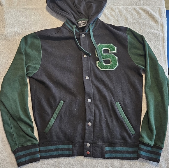 Harry Potter Slytherin Green & Black Varsity Hoodie Small - Picture 1 of 13
